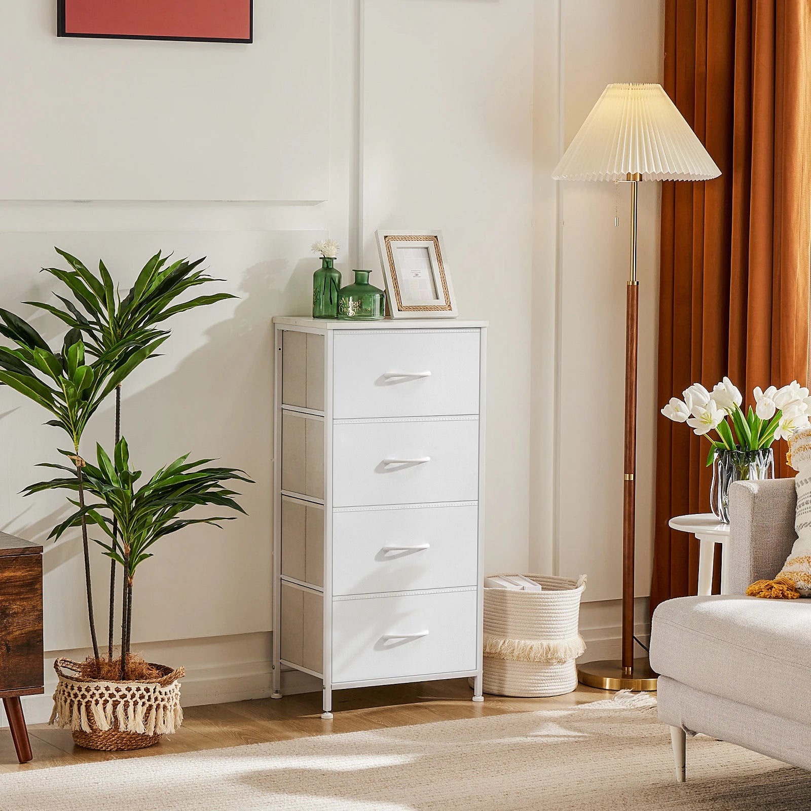 4 Fabric Drawer Nightstand