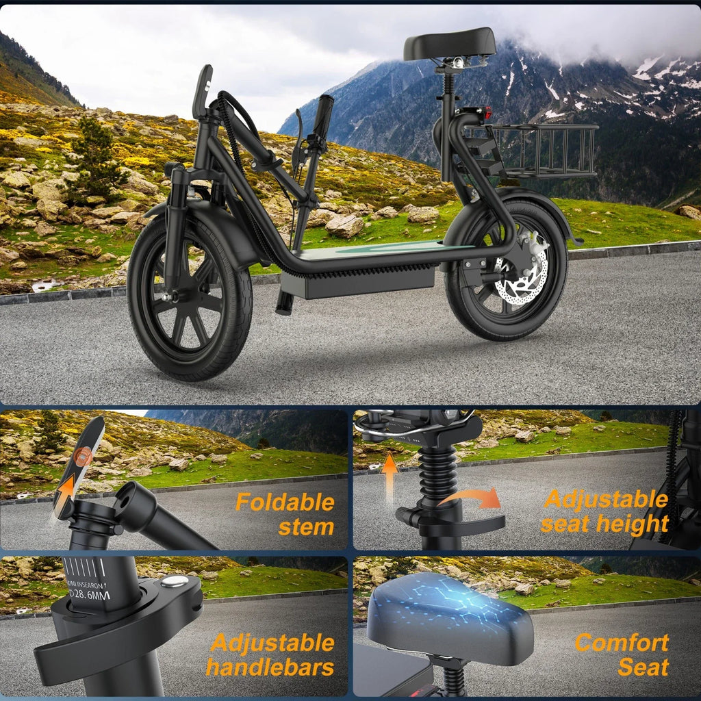 14‘’ Electric Scooter with Seat/Basket