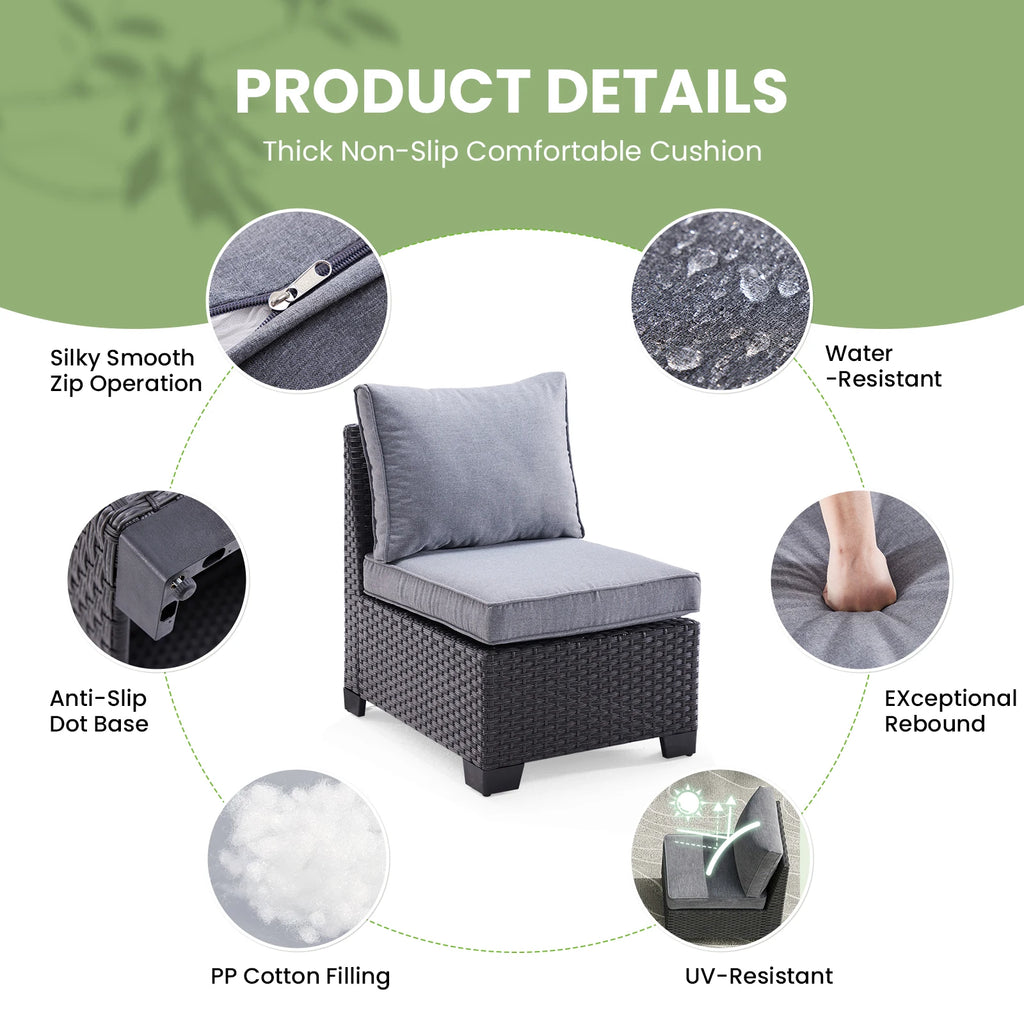 7pc. Outdoor Furniture with Ottoman, Water/Oil/Stain-Resistant Fabric