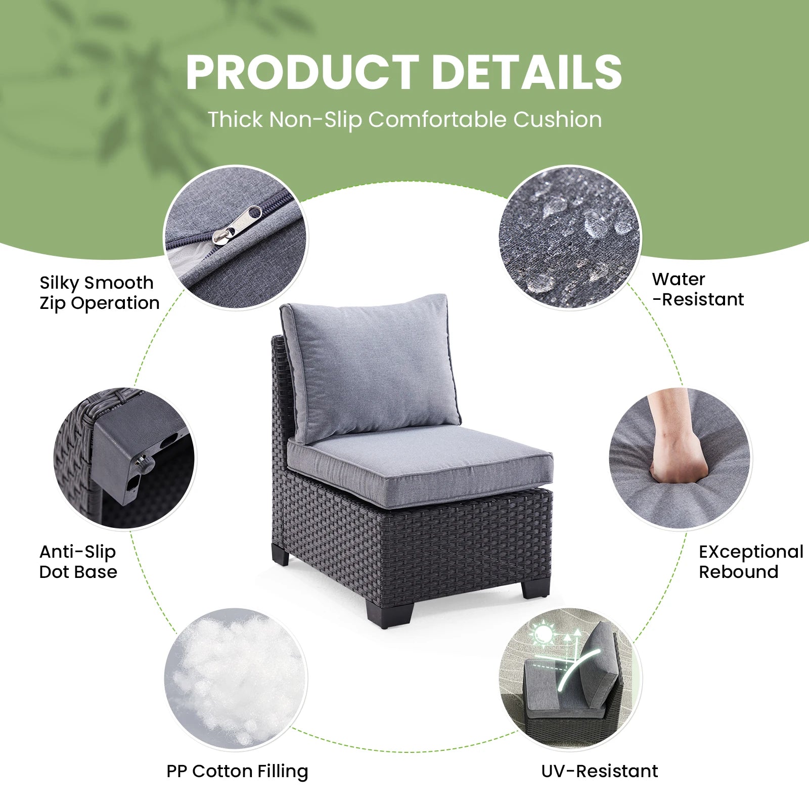 7pc. Outdoor Furniture with Ottoman, Water/Oil/Stain-Resistant Fabric