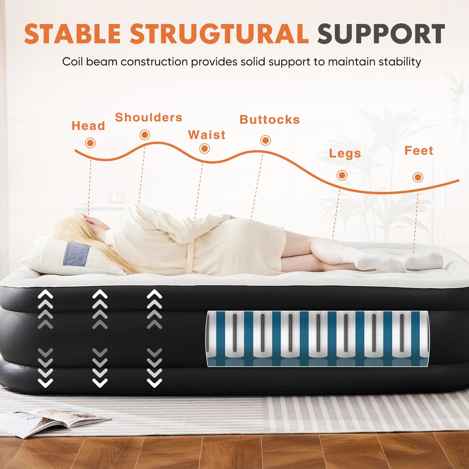 18IN Tall Air Mattress with Built in Pump