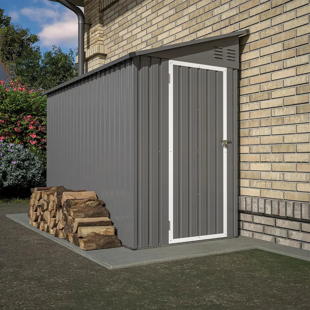 4x8ft Metal Lean-to Storage Shed