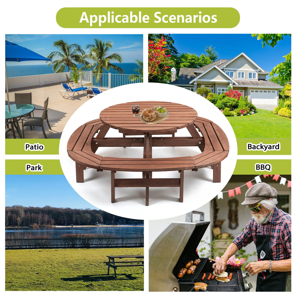 Solid Wood Round Picnic Table