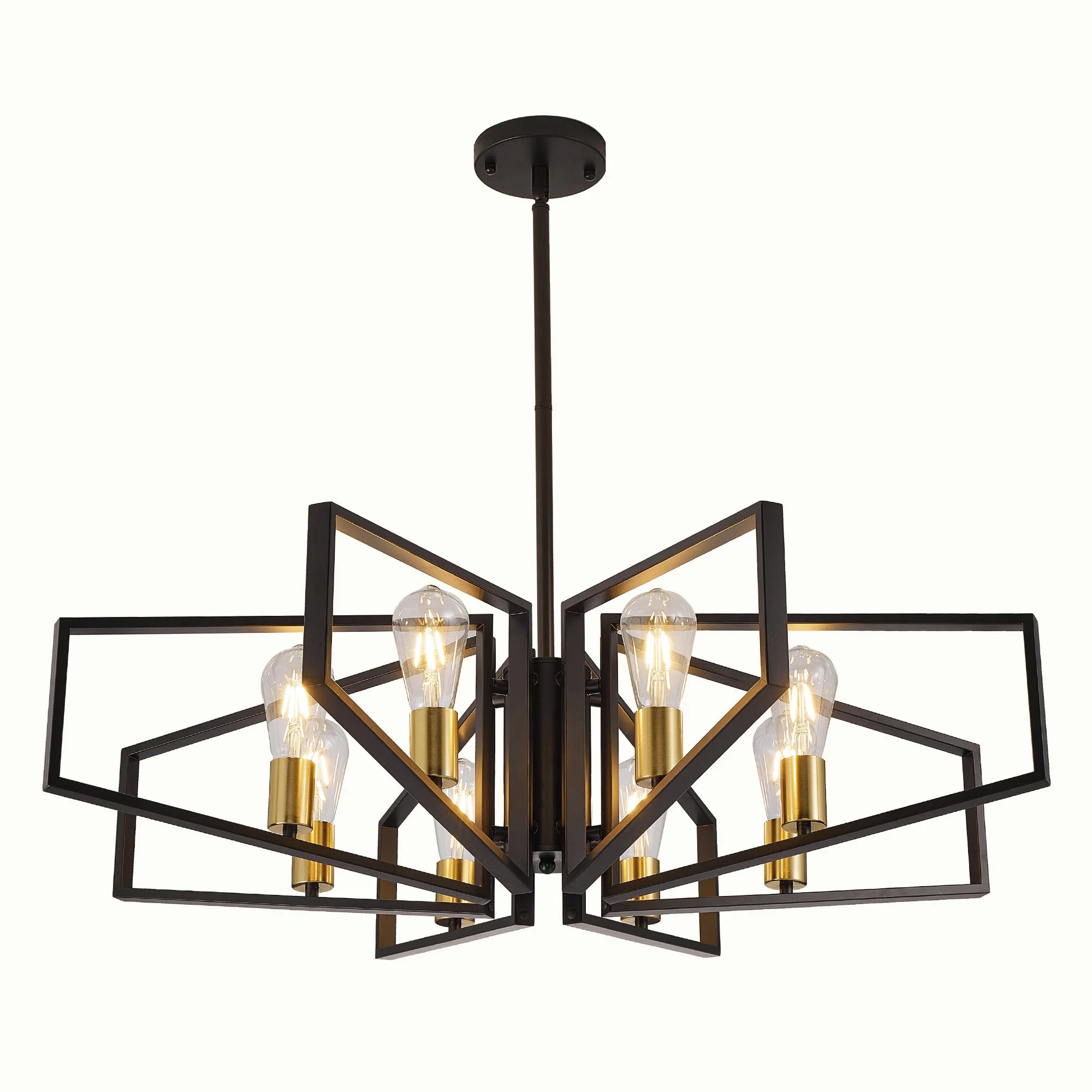 8-Light Geometric Chandelier Adjustable Height Metal Pendant
