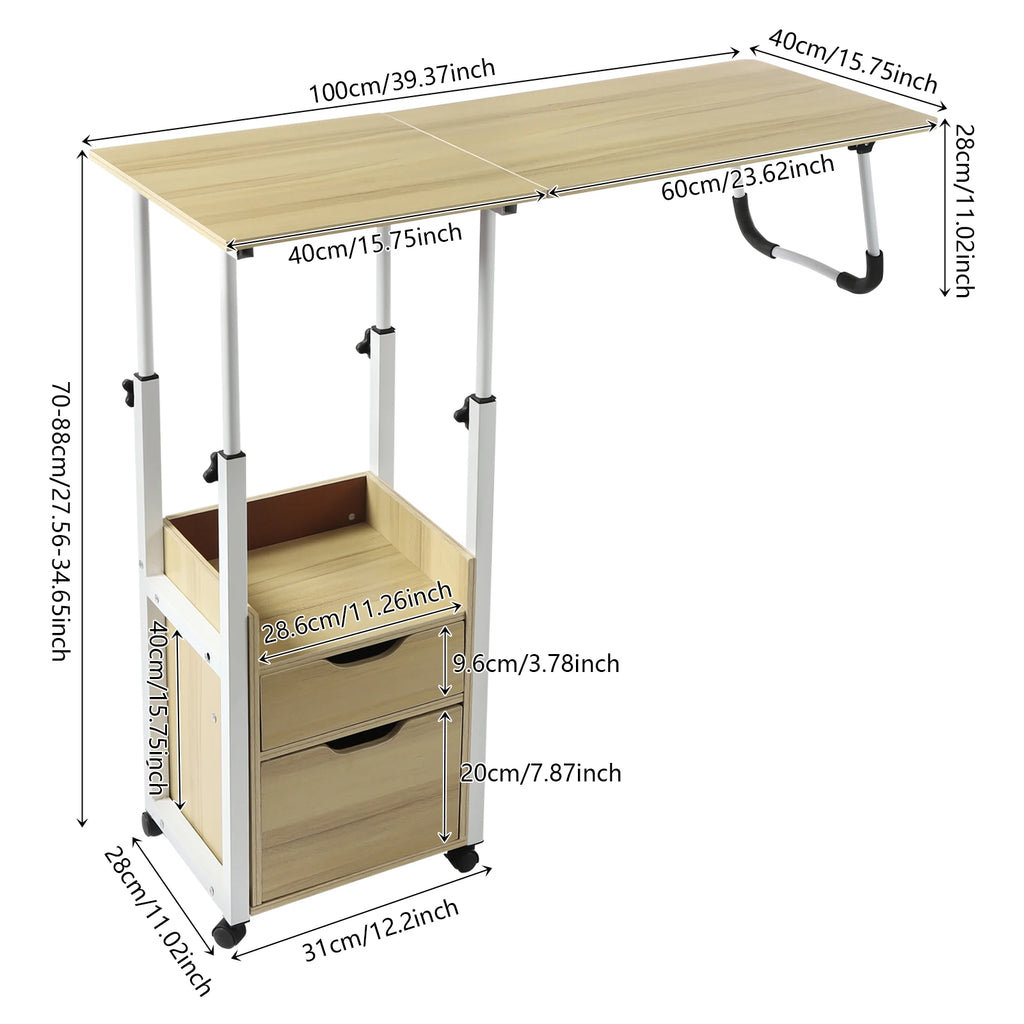 Foldable Laptop Desk with Wheels