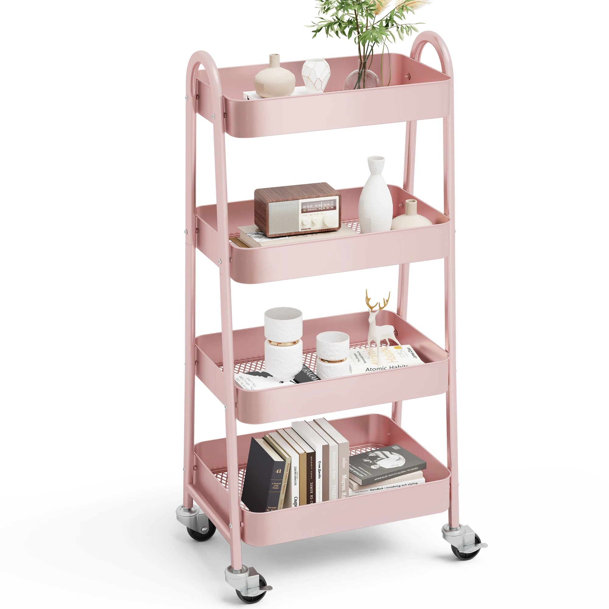 4 Tier Kitchen Cart W/Lockable Wheels