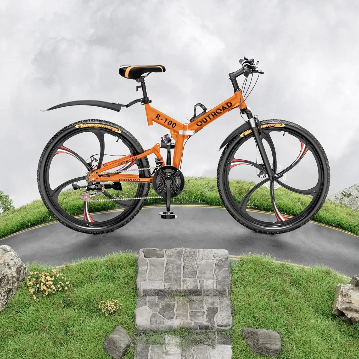 26" Folding Mountain Bike, 21 Speed
