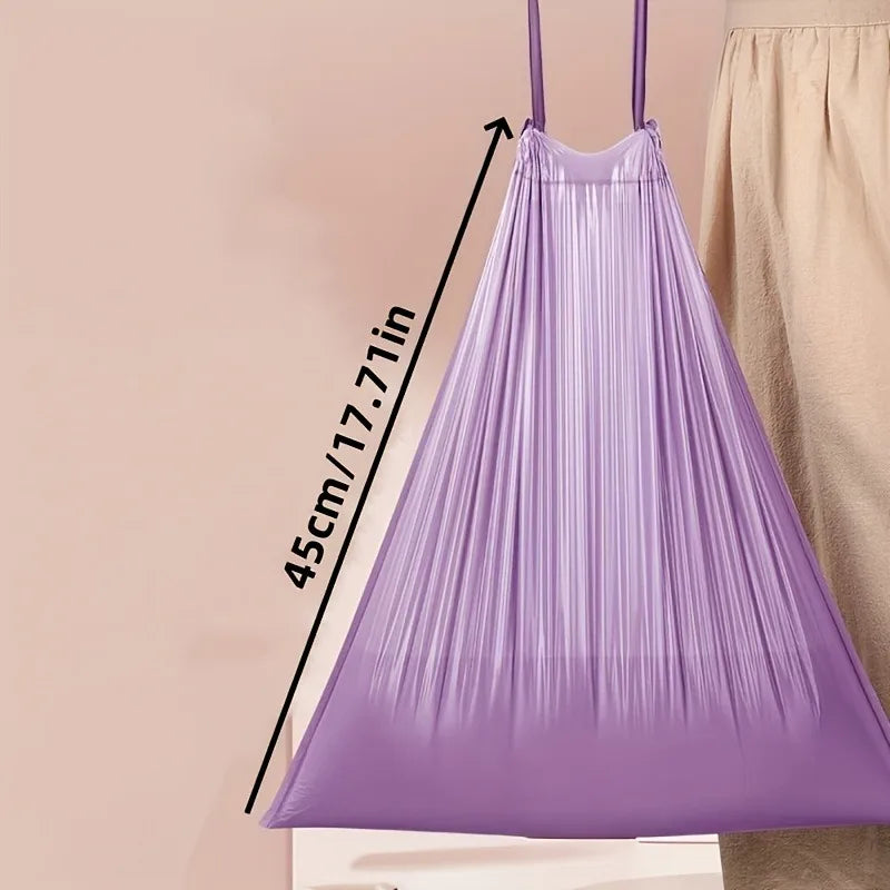 100PCS Purple Leakproof Drawstring Trash Bags