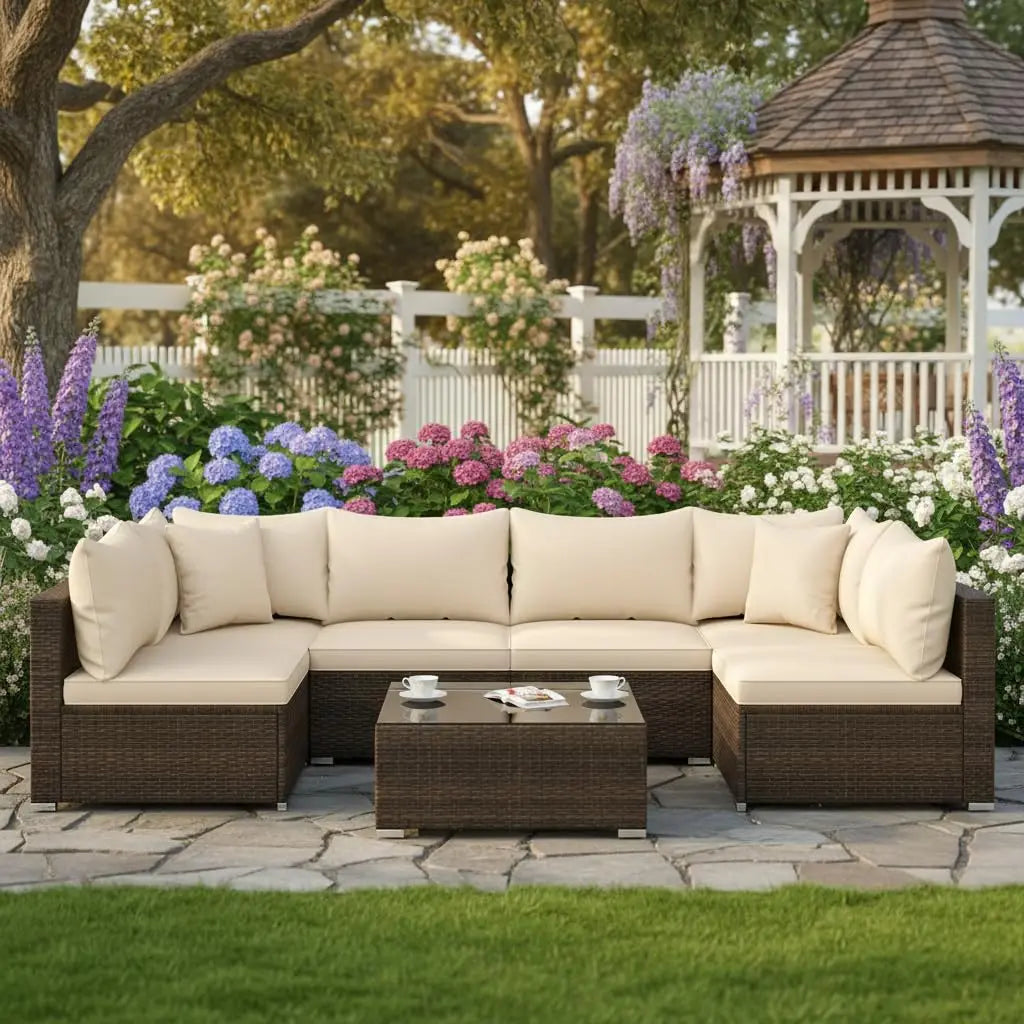 7 Pieces Wicker Patio Furniture Set