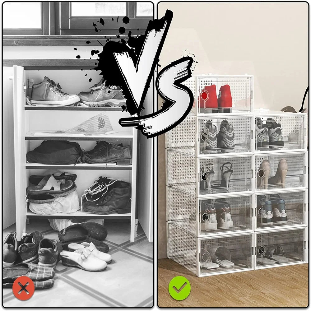 24pcs Large Stackable Plastic Shoe Storage Boxes