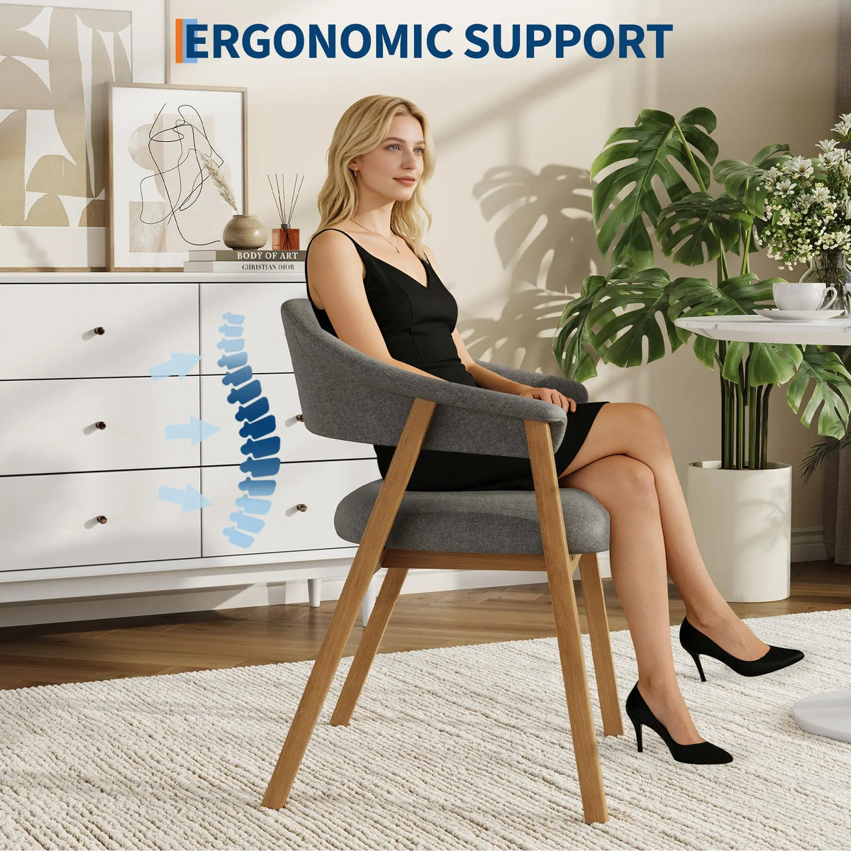 Upholstered Armchairs With Curved Back