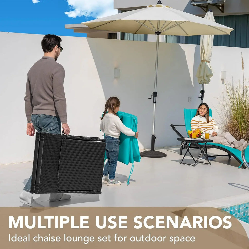 Adjustable 3pc Cushioned chase With Folding Table