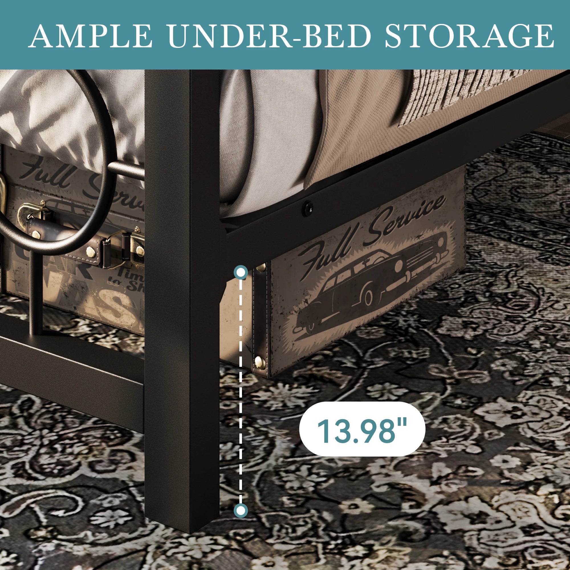Platform Bed Frame with Headboard, Footboard, Under-Bed Storage