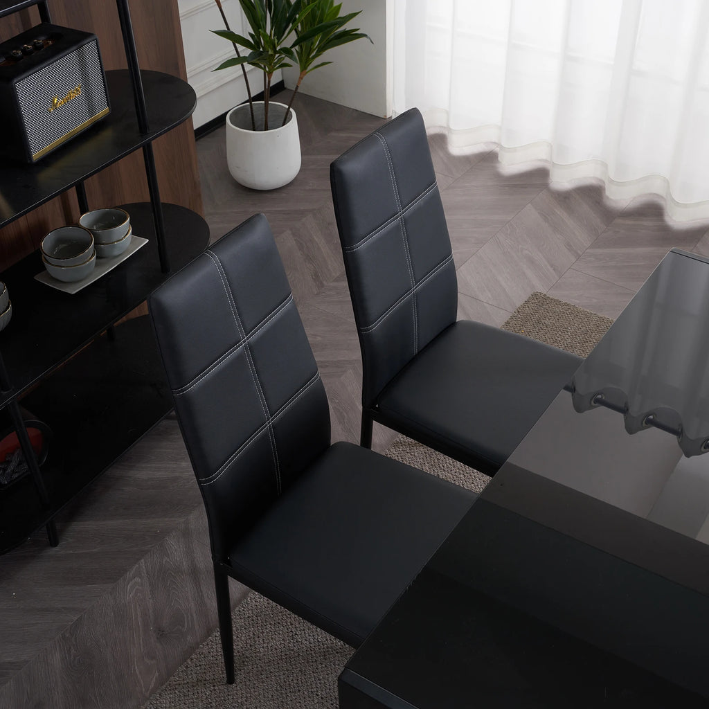 4-Pc. Black High Backrest Dining Chairs