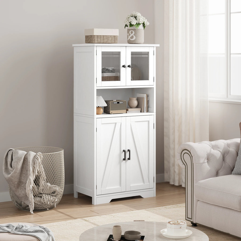 Free Standing Cabinet with 4 Doors and Open Space