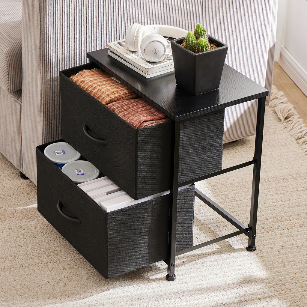 Nightstand Fabric Drawers  Table Storage