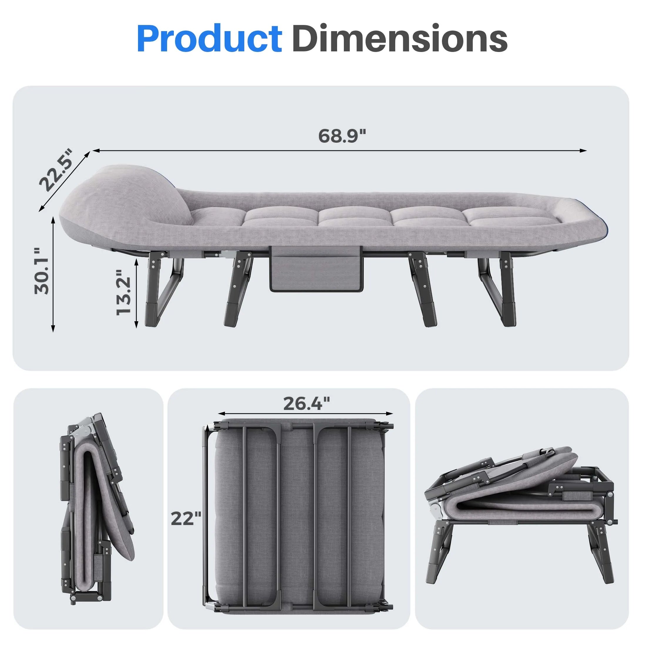 Folding Adjustable Bed/Mattress with Carry Bag