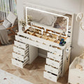 White Vanity Desk with Mirror & LED Lights