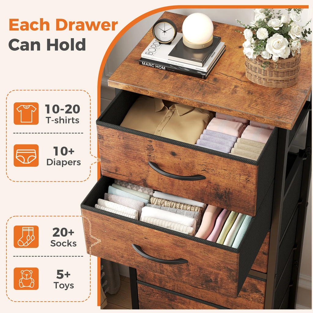 Tall 6 Fabric Drawer Dresser