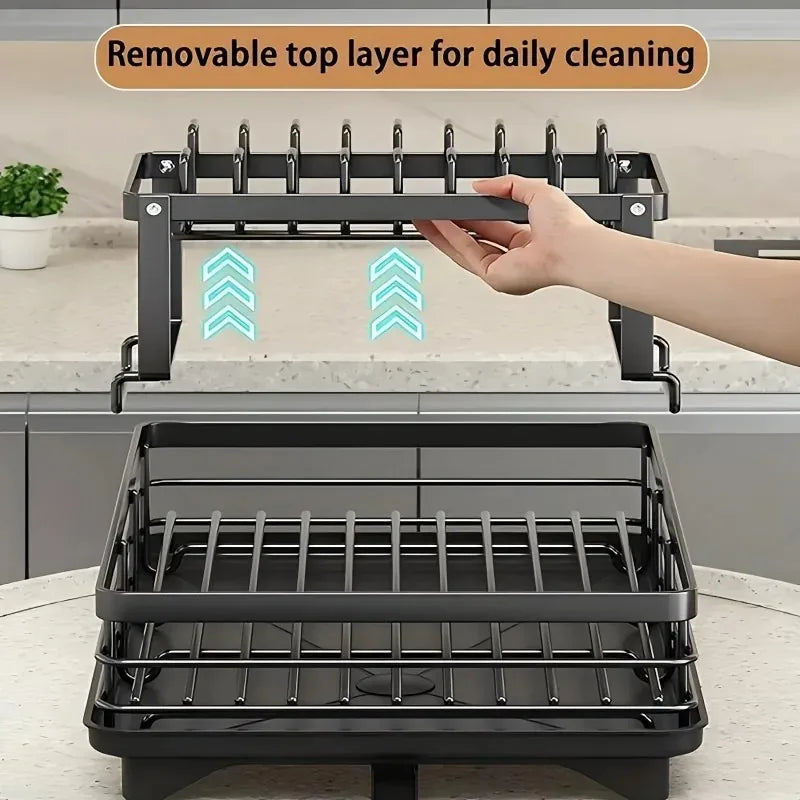 Double-Tier Extendable Utensil Rack/Draining Board