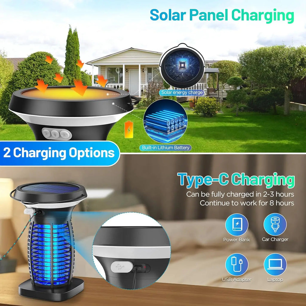 Solar Bug Zapper, Waterproof, Rechargeable, LED