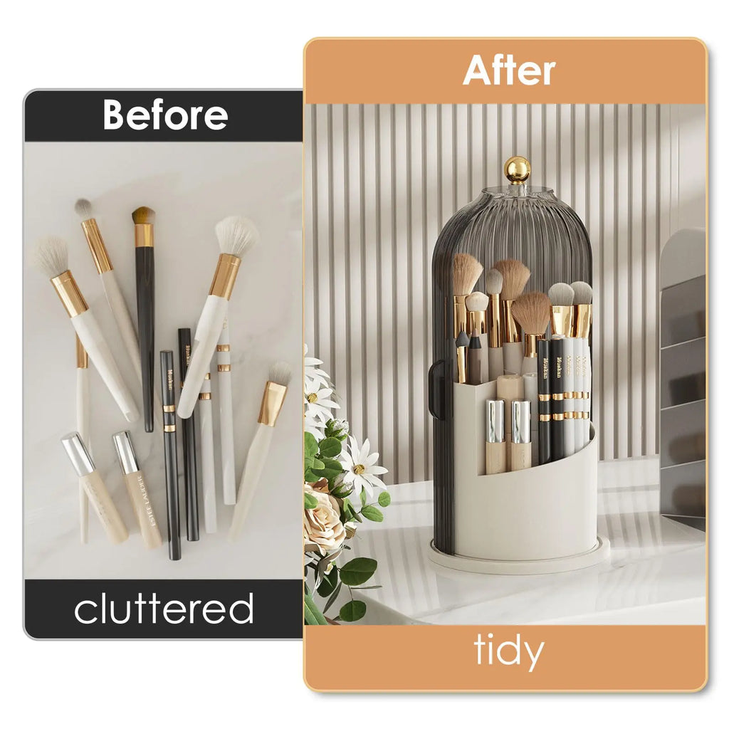 Rotating Makeup Brushes Organizer for Vanity/Desktop