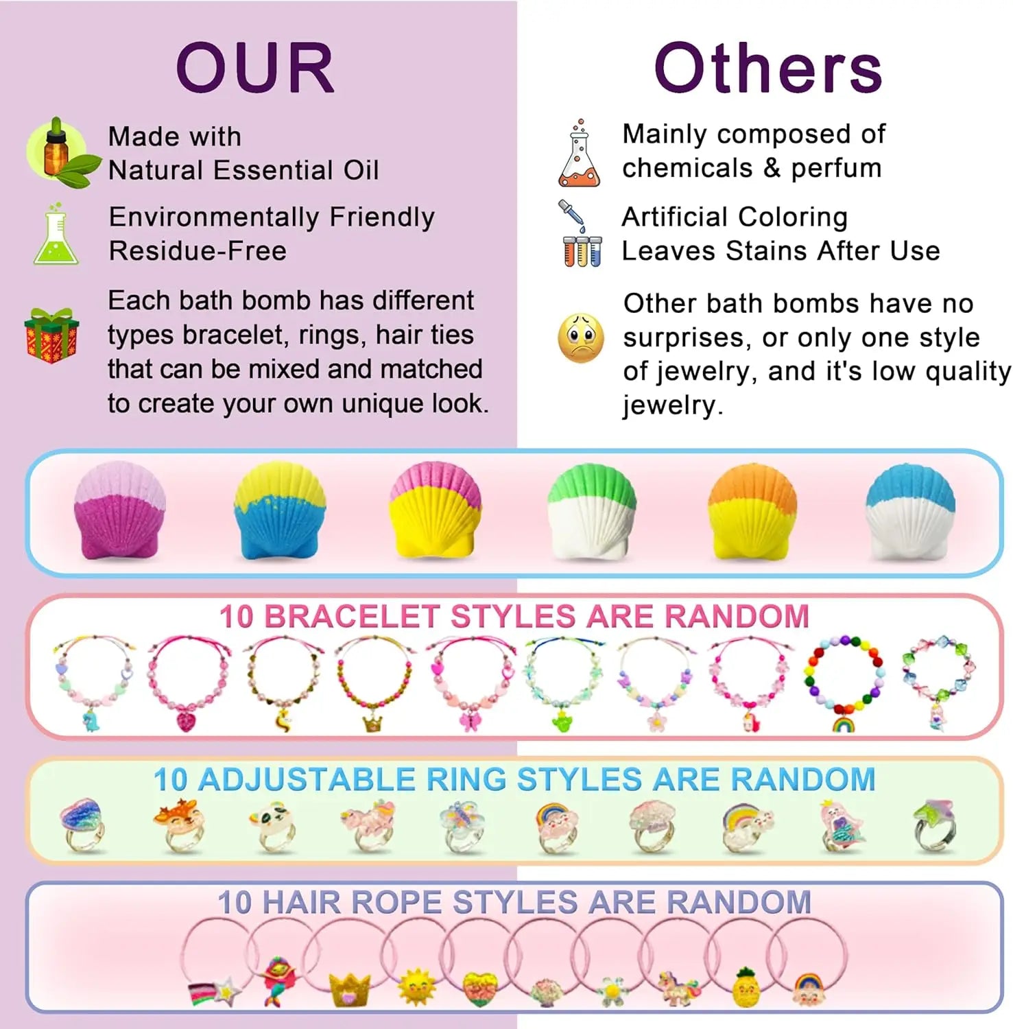 Kids Bath Bombs with Glow-in-Dark Toy