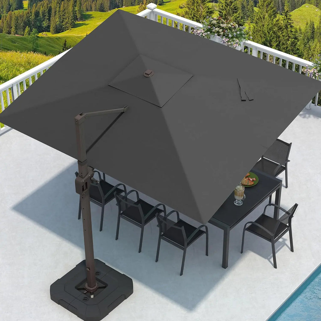 9' X 12' Cantilever Patio Umbrella Base Included 7 Tilts,