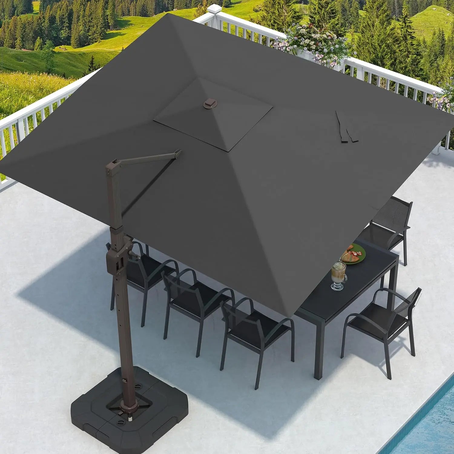 9' X 12' Cantilever Patio Umbrella Base Included 7 Tilts,