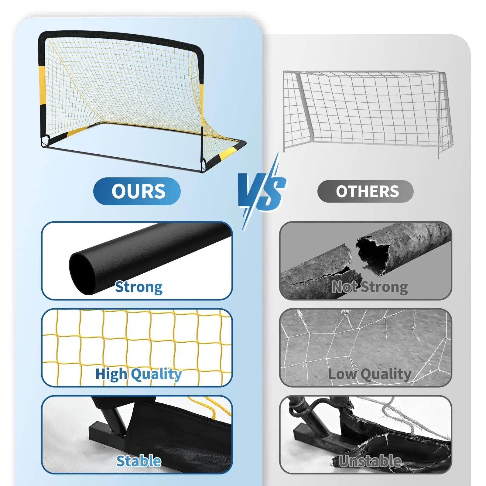 6x4ft Pop Up Soccer Goal Set Of 2