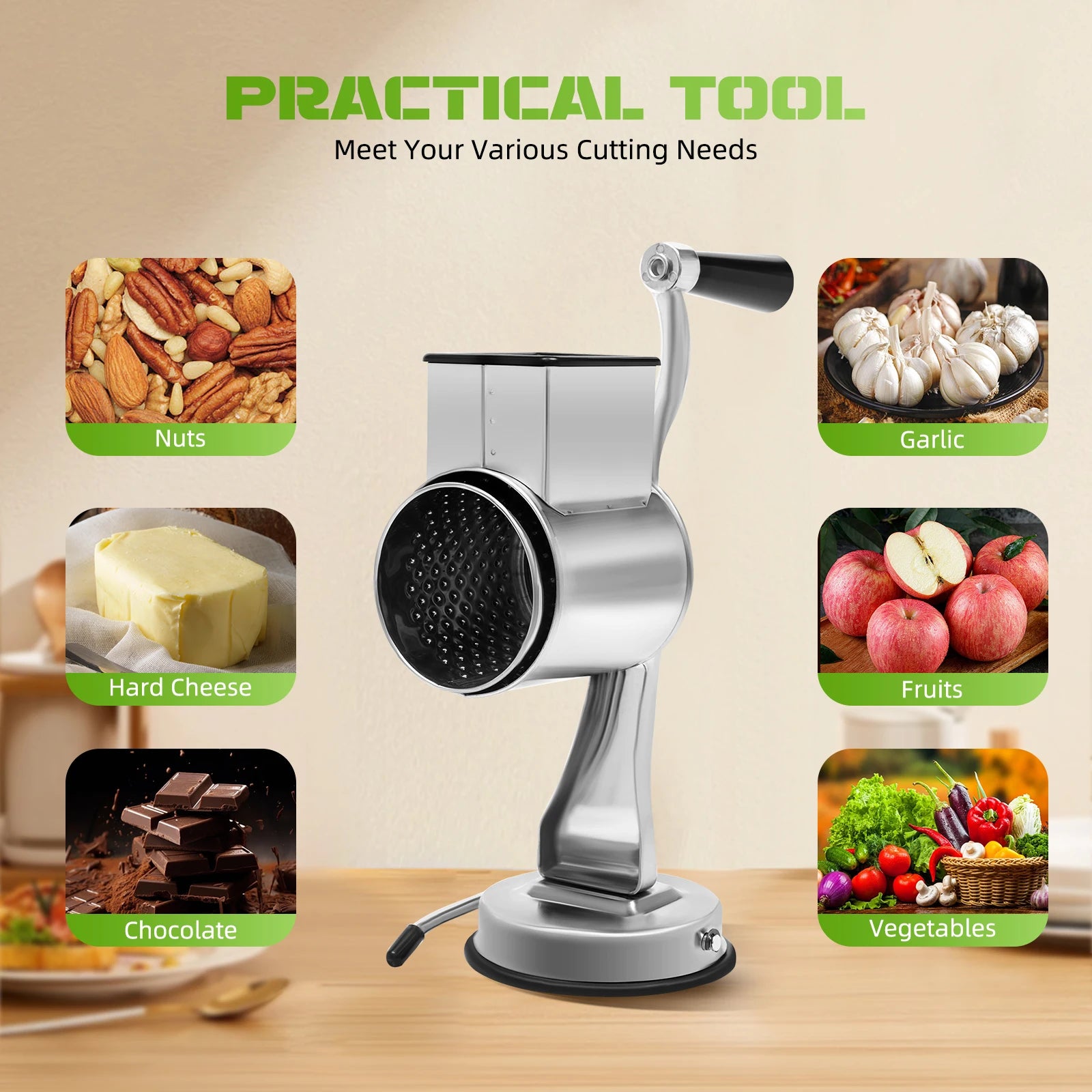 Stainless Steel Rotary Grater W/5 Blades