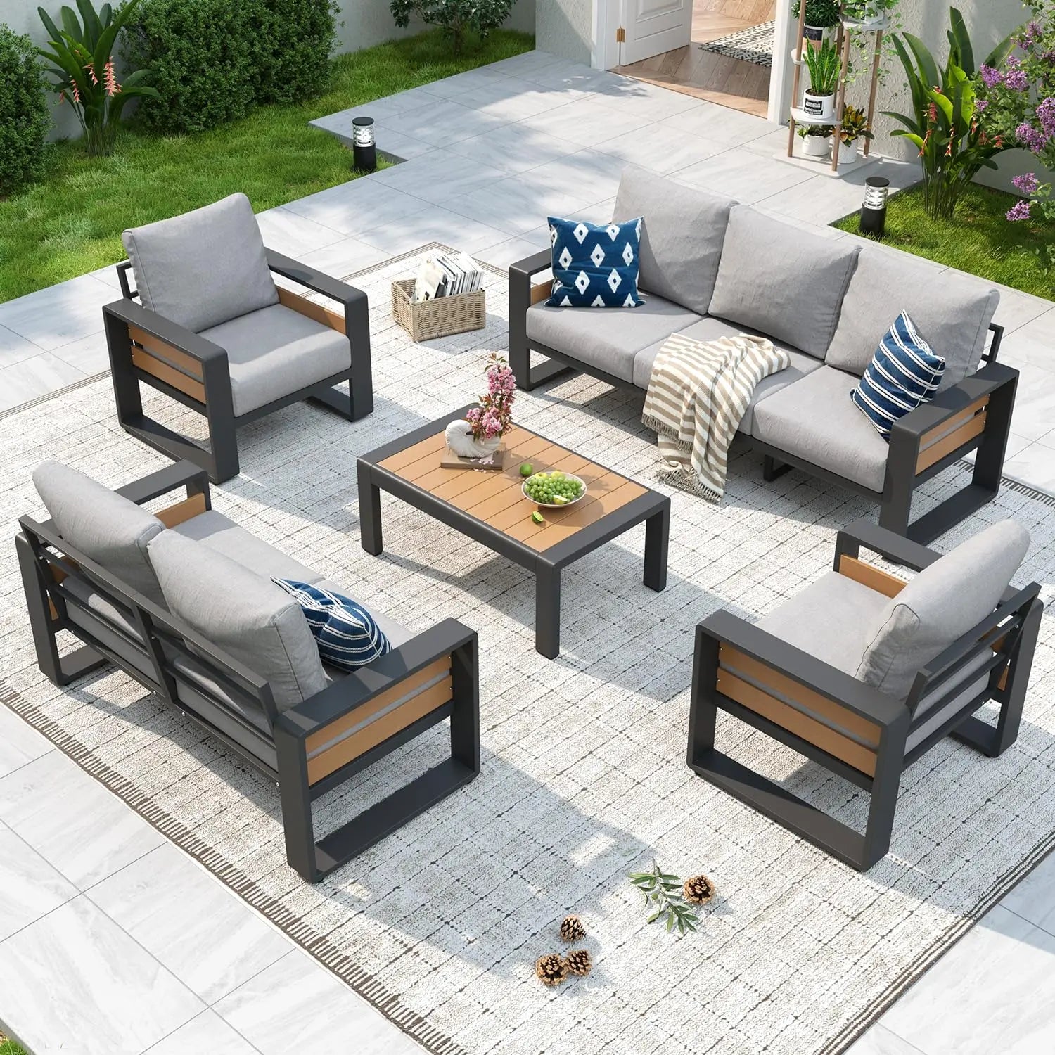 Aluminum 5 Piece Luxury Outdoor Sectional