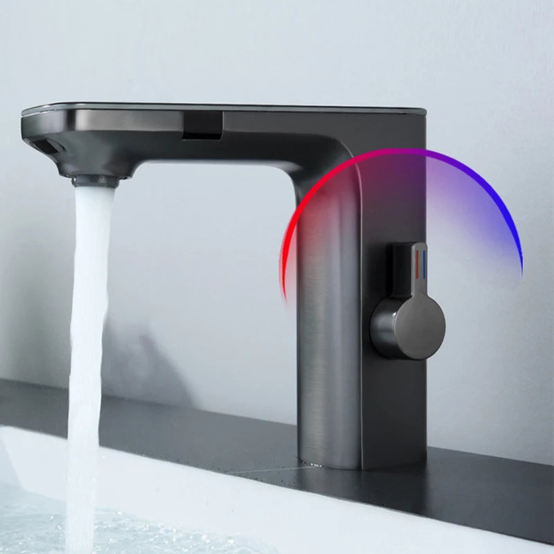 Gun Grey bathroom Faucet Touchless Digital Display