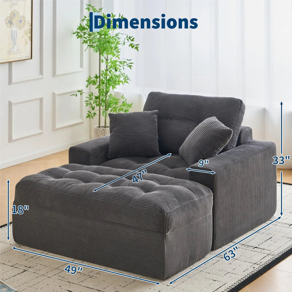 63'' Cloud Chaise Lounge 2 Pillows