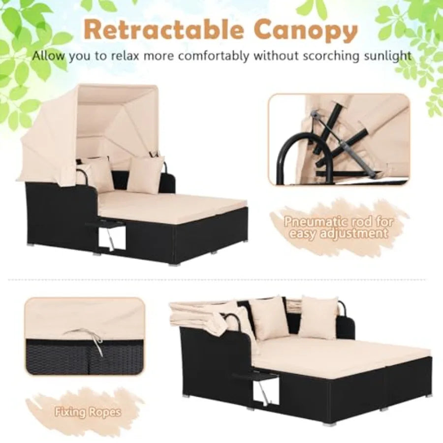 Daybed Canopy, 2 Foldable Side Tables
