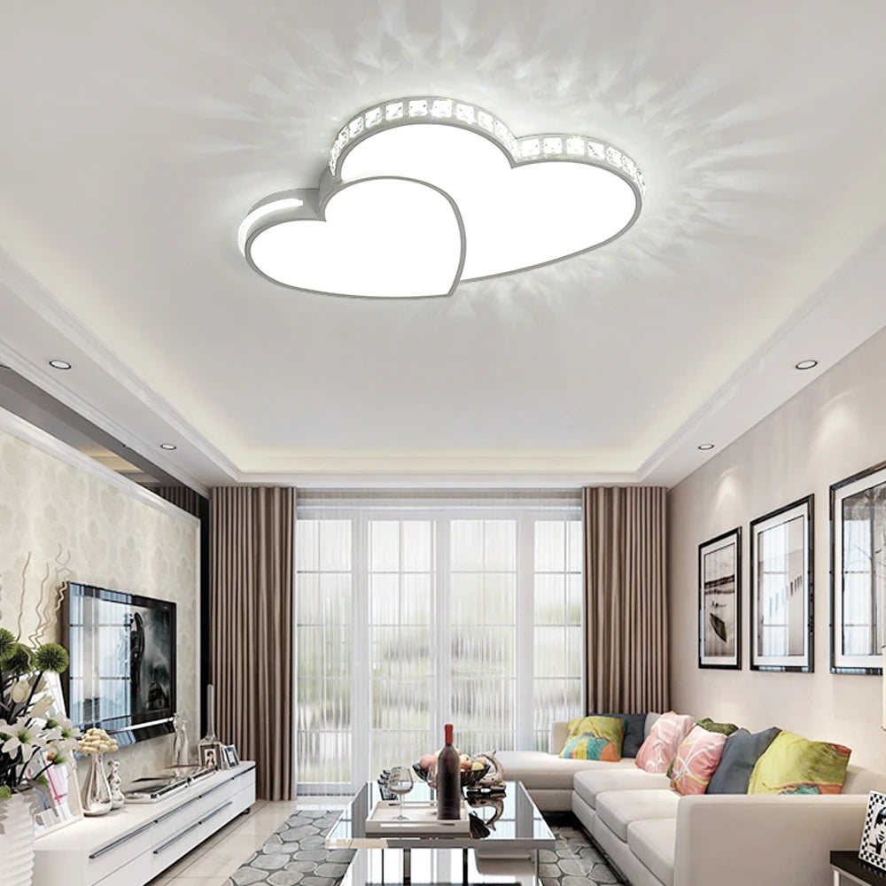 Heart Shaped Ceiling  Crystal LED Flush Mount Lamp