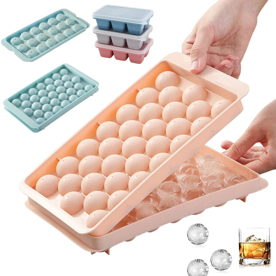 Round Ice Cube Tray with Lid