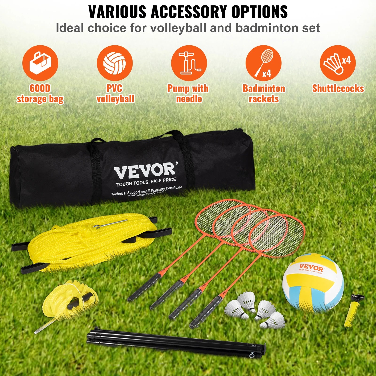 Outdoor Volleyball & Badminton Set