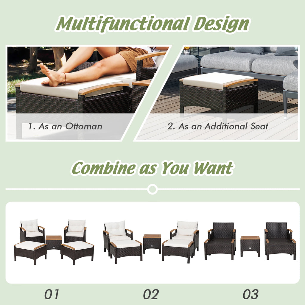 5PCS Patio Rattan Furniture Set