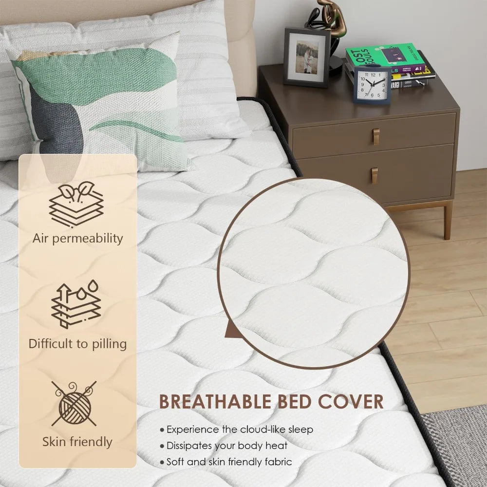 Hybrid Mattress With High-Density Foam, Breathable Cover, Pocket Spring Design