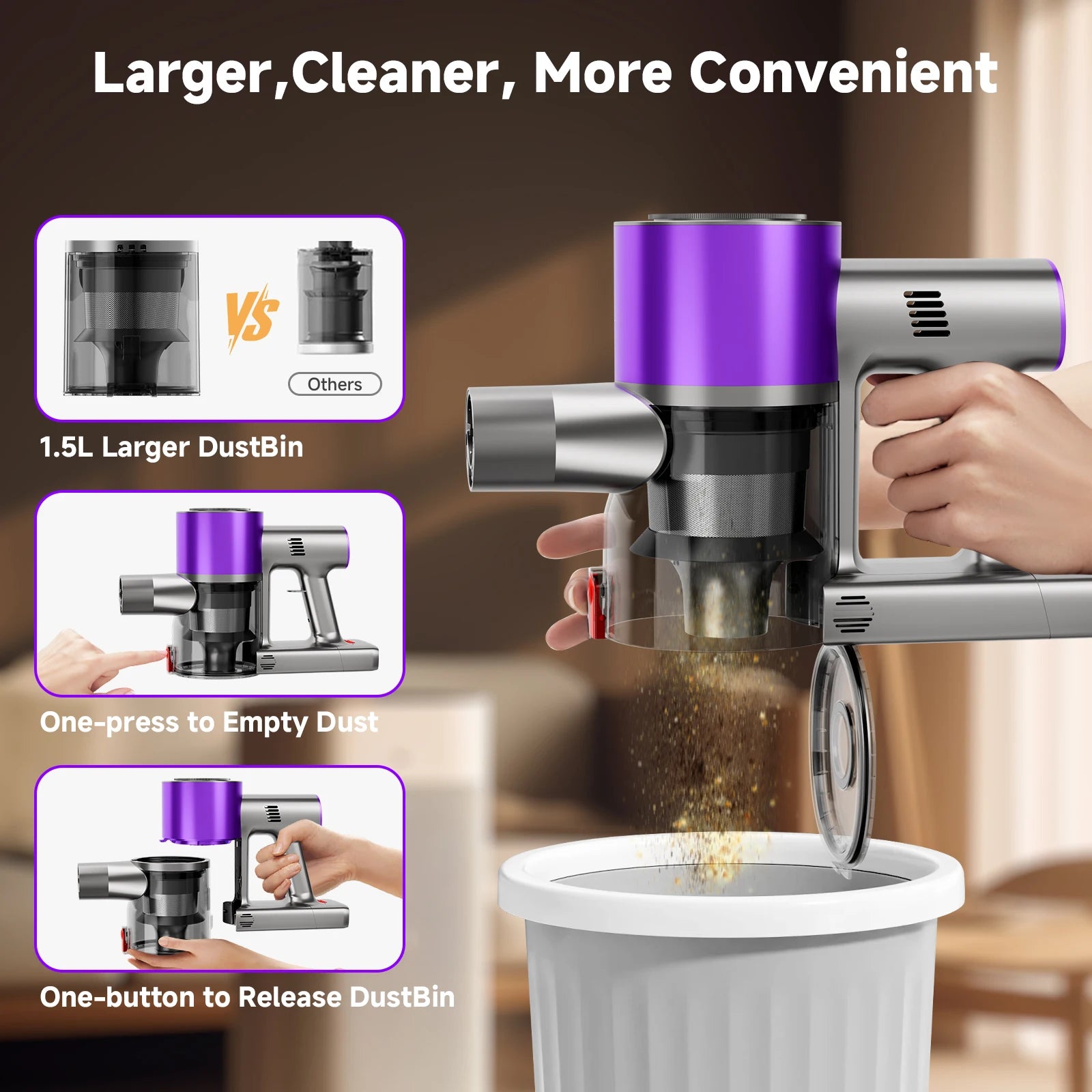 Powerful Cordless Vacuum, LED Display