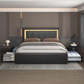 Bed Frame with 4 Drawers, Adjustable Headboard, LED, USB,