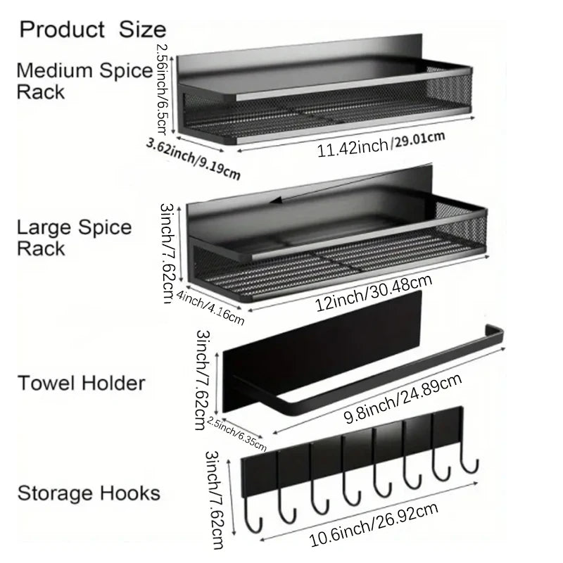 Magnetic Spice Rack, 4-Piece Set