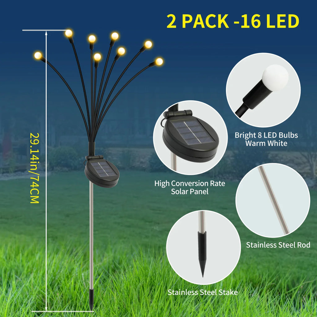 8-Head LED Solar Outdoor  Garden Lights Waterproof
