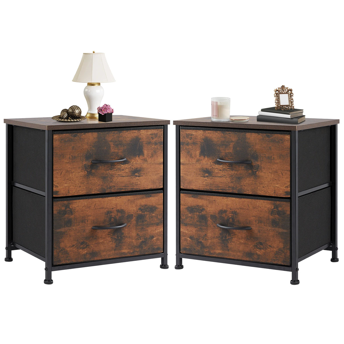 Nightstand Fabric Drawers  Table Storage