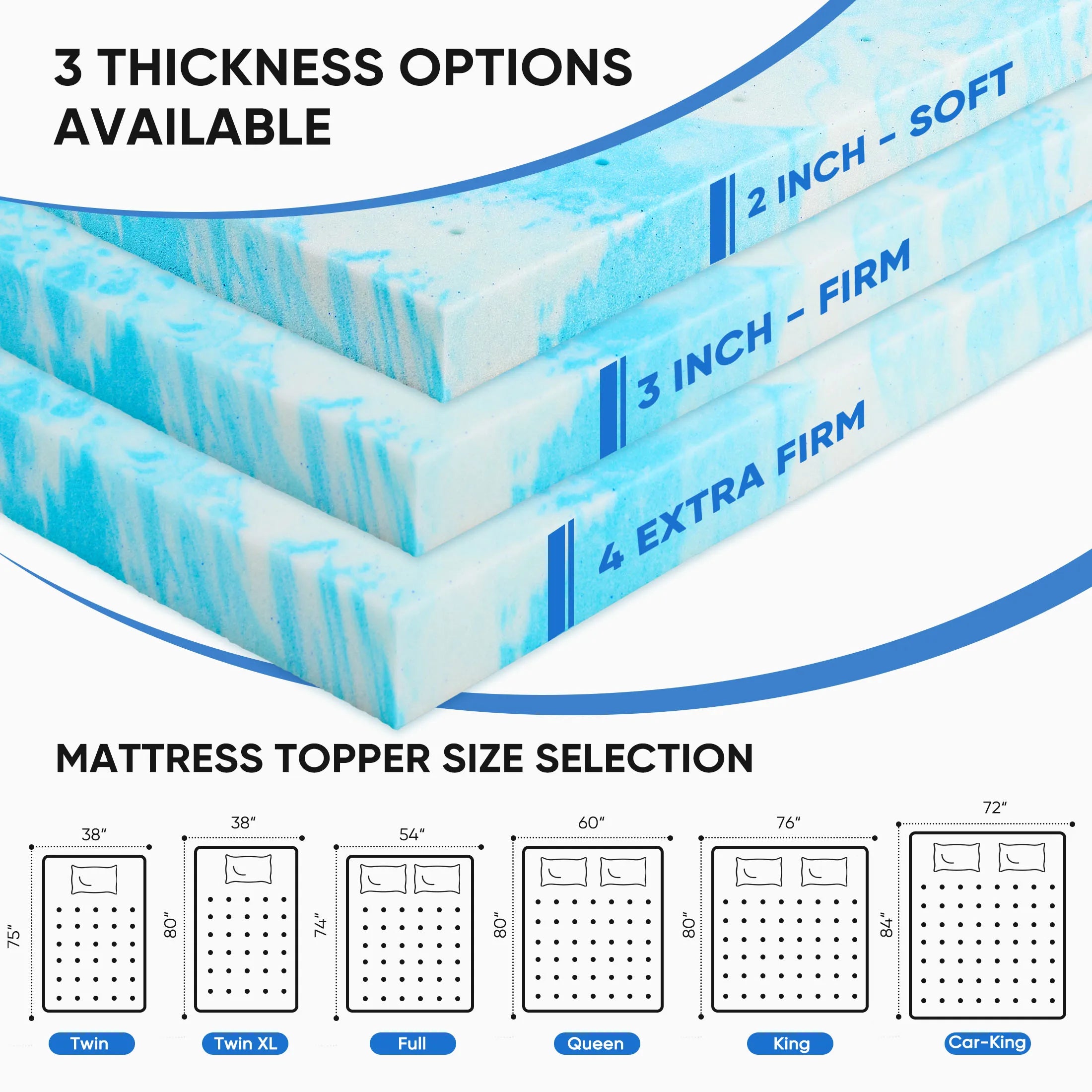 Gel Memory Foam California King Mattress Topper