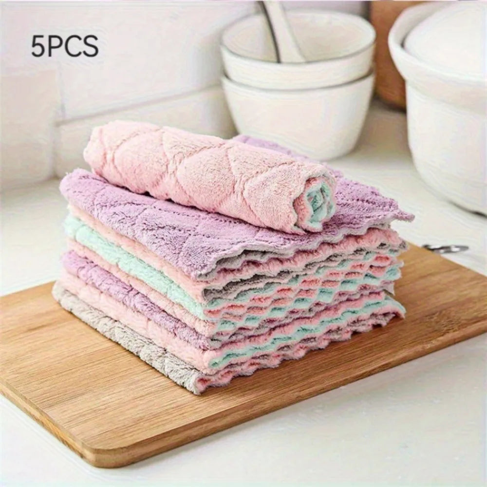 5-Pack Super Absorbent Kitchen/bathroom Cleaning Towels