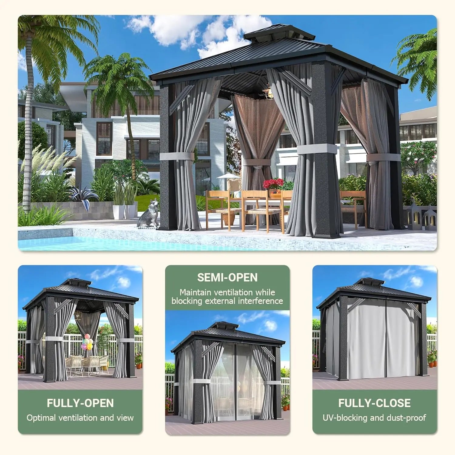8x8FT Sturdy Hardtop Gazebo