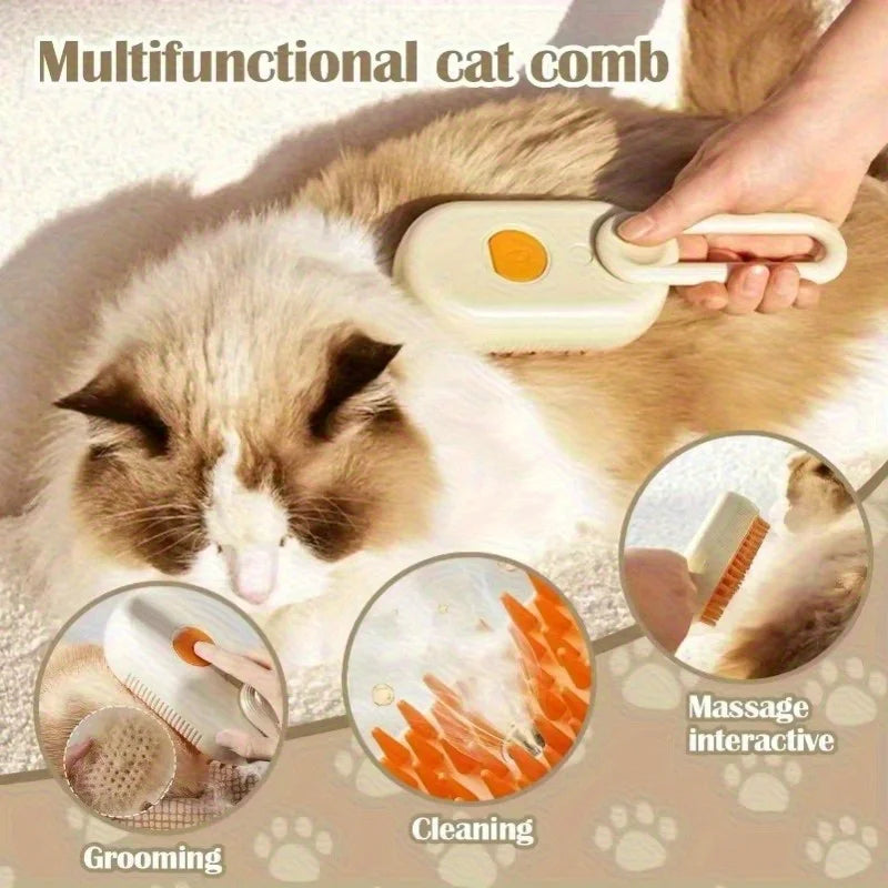3 in1 Grooming Steam Brush Cat Brush