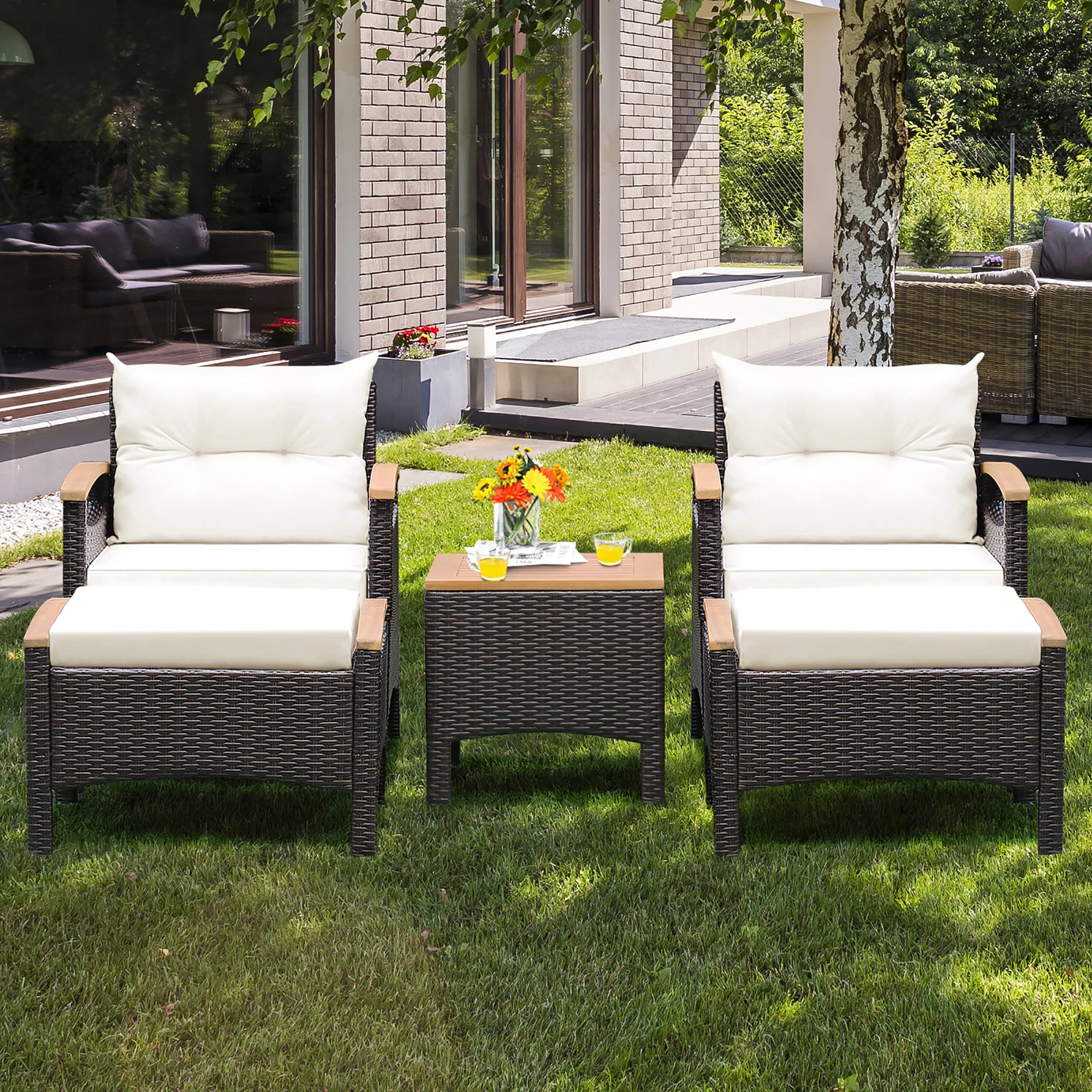 5PCS Patio Rattan Furniture Set
